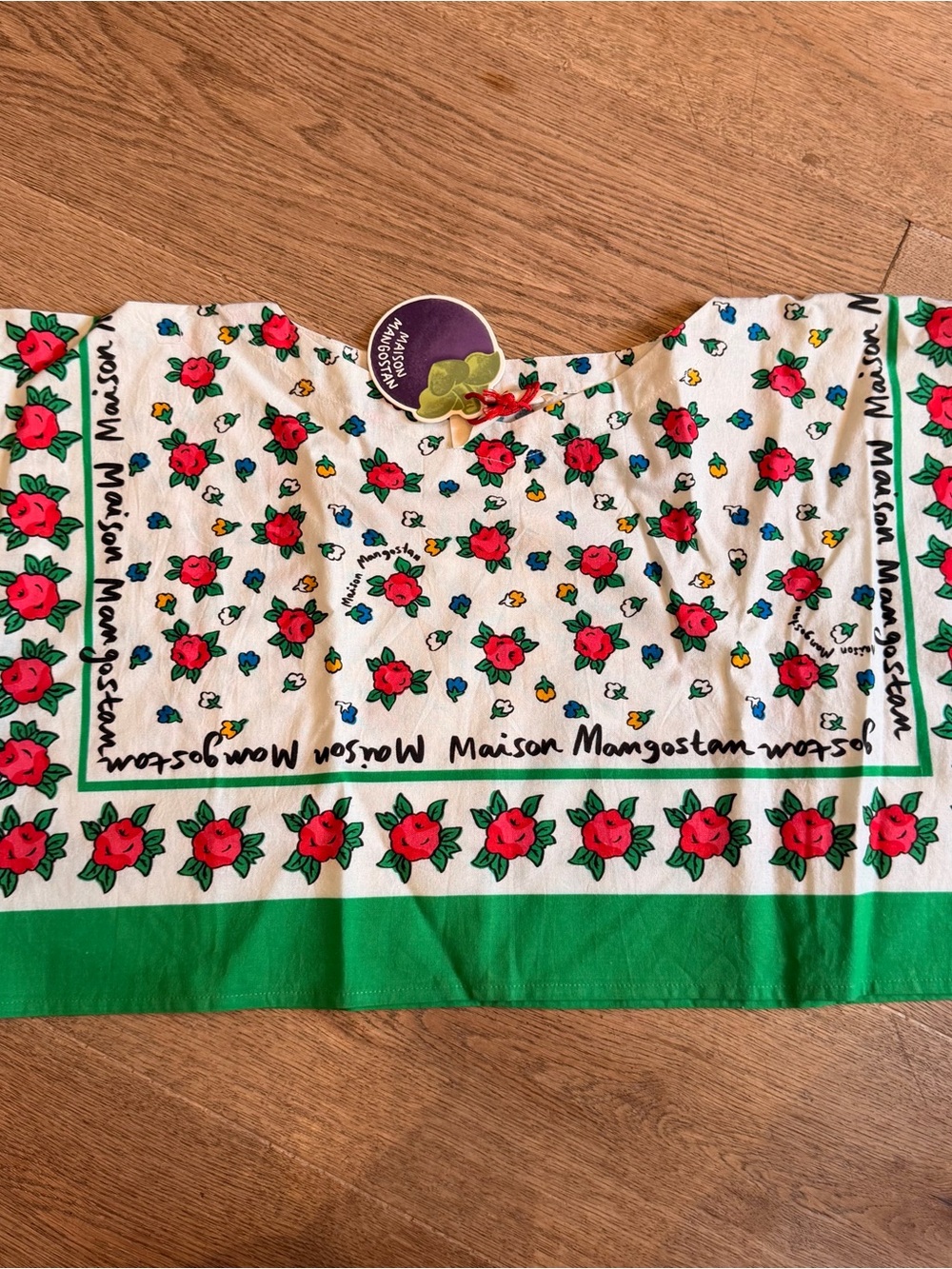 Girls' MAISON MANGOSTAN Floral Green & White SCARF crop Top NWT NEW